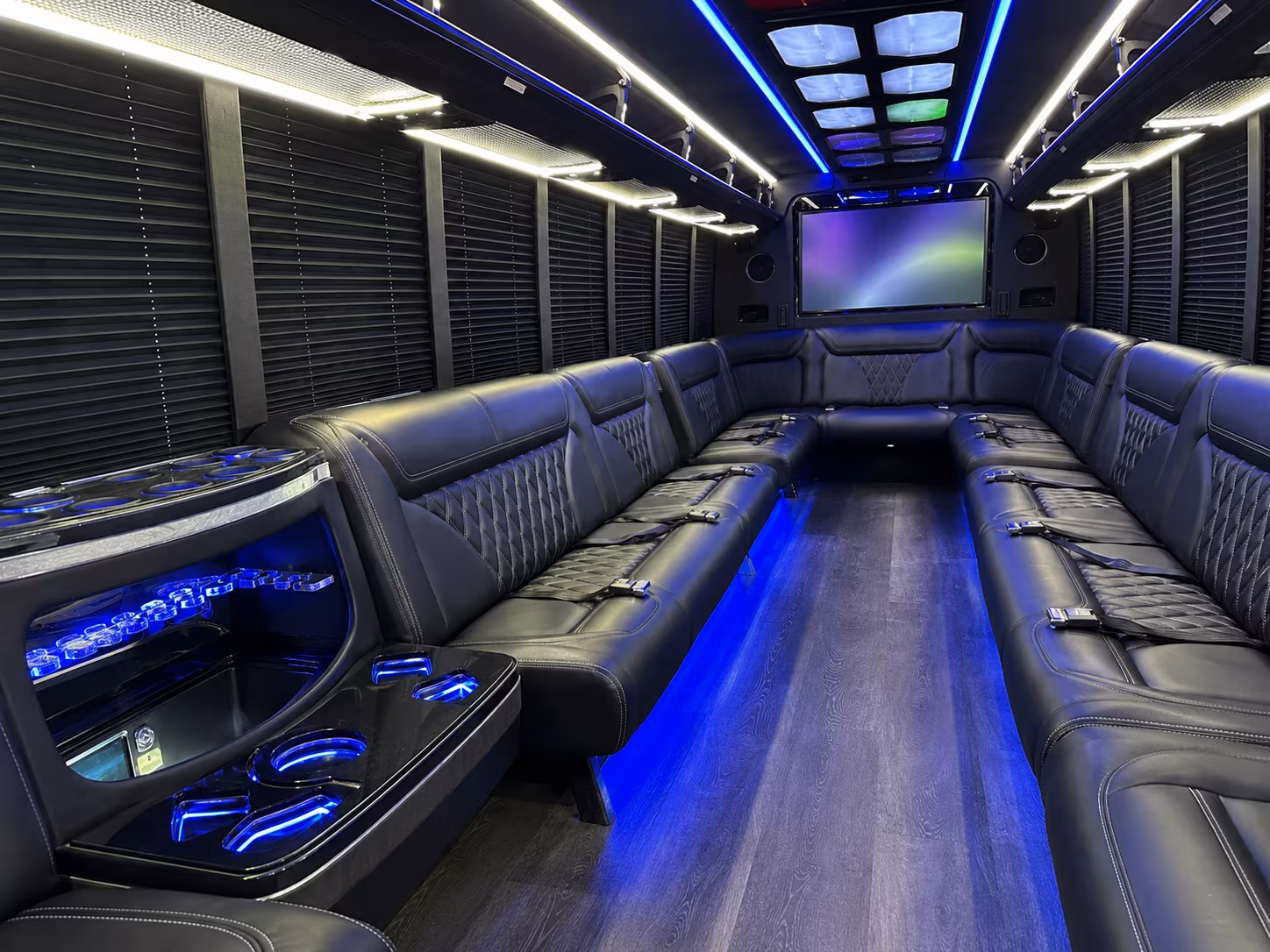 dover 20 passenger party bus inside
