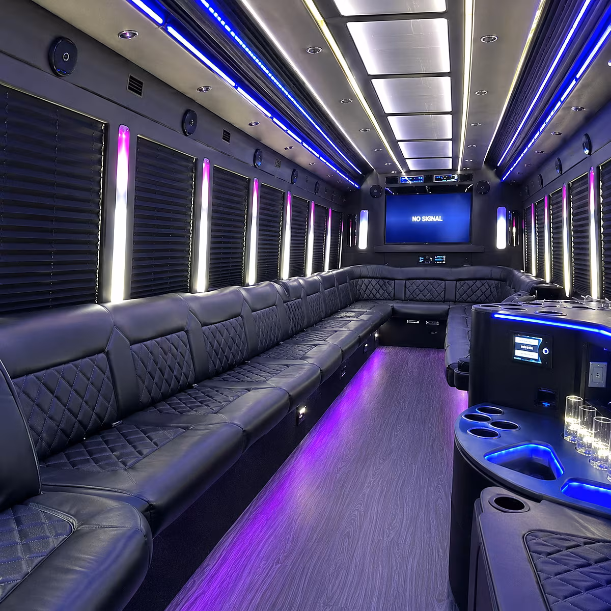 dover 30 passenger party bus inside